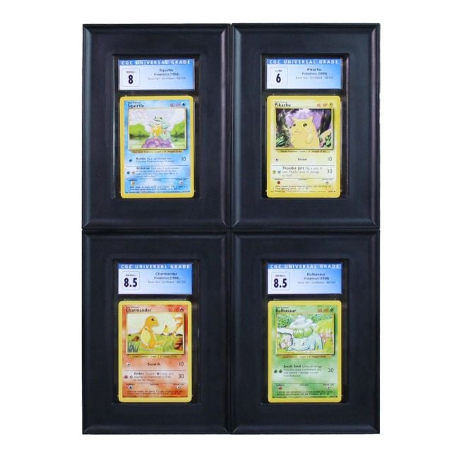 BCW interlocking graded card frames displaying Pokemon cards