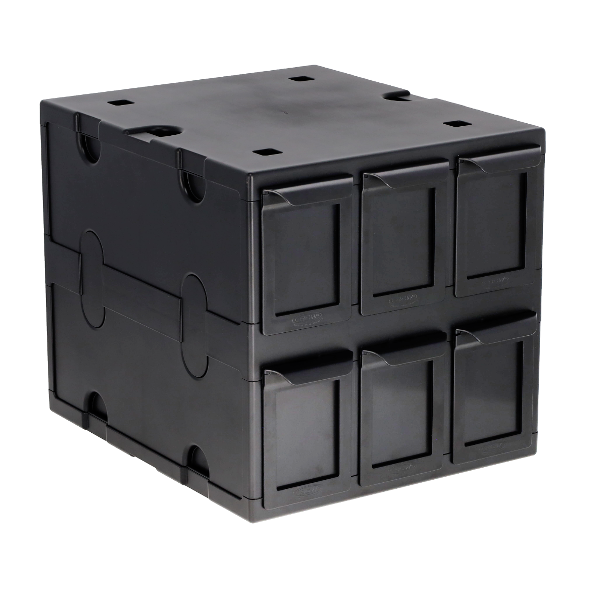 BCW 6 Drawer Card Storage Cabinet Black or White Standard Cards — BCW 6 Drawer Card Catalog black, angled empty view
