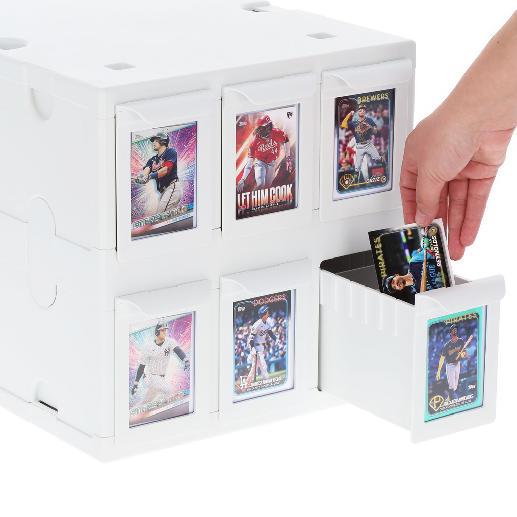 BCW 6 Drawer Card Catalog white hand view